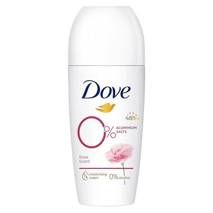 Dove Rose Scent Roll-On Deodorant 0% Aluminum Salts with 1/4 Moisturizing Cream and 48 Hour Protection 50ml Dove