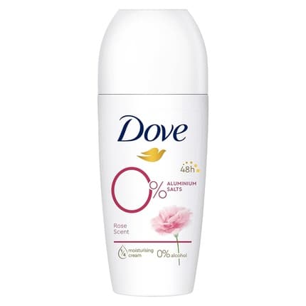 Dove Rose Scent Roll-On Deodorant 0% Aluminum Salts with 1/4 Moisturizing Cream and 48 Hour Protection Déodorant (Déo) Mixte 50ml