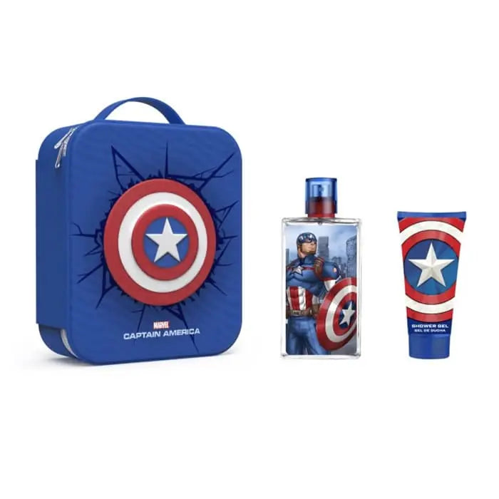 Captain America Coffret - Eau De Toilette 100 ml & Shower Gel 60 ml - Avec Toiletry Bag Marvel