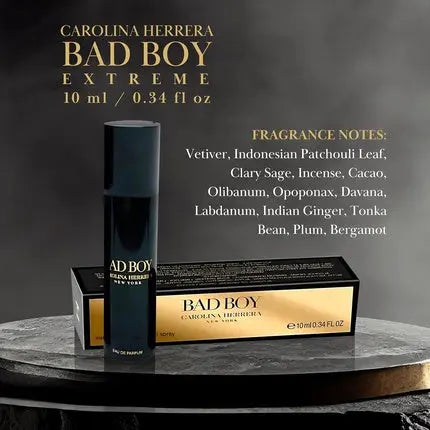 Carolina Herrera Bad Boy Extreme Cologne for Men Mini Spray EDP 0.34 Fl Oz Carolina Herrera