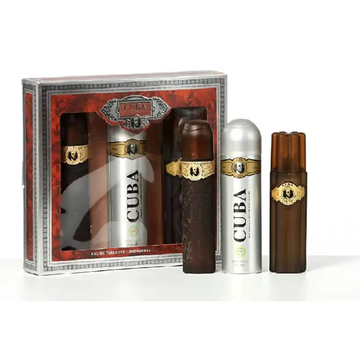 Cuba Gold par Fragluxe Coffret - Eau De Toilette Spray + After Shave Spray + Body Deodorant Spray Pour Homme Fragluxe