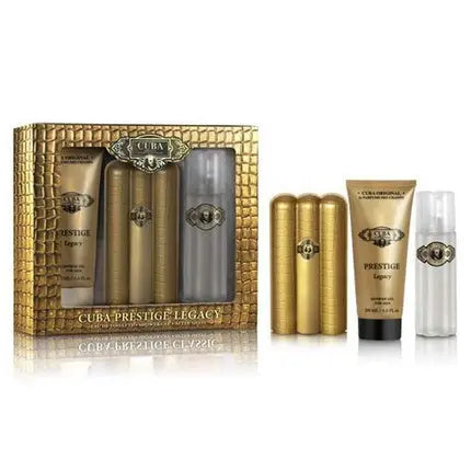 Cuba Prestige Legacy Gift Set for Men 3.3 fl.oz. Eau De Toilette Spray, 3.3 fl.oz. After Shave, 6.6 fl.oz. Shower Gel - 3 Piece Cuba Original By Parfums Des