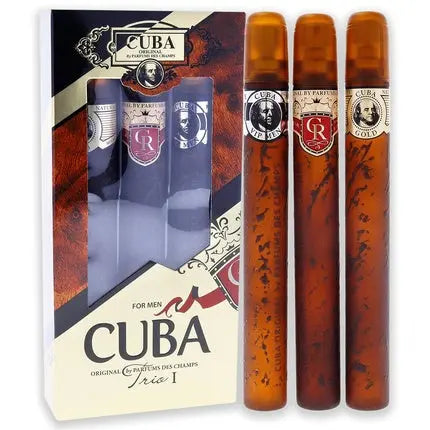 Cuba Trio 1 Men 3 Piece Gift Set 1.17oz Gold EDT Spray, 1.17oz Royal EDT Spray, 1.17oz VIP EDT Spray Cuba