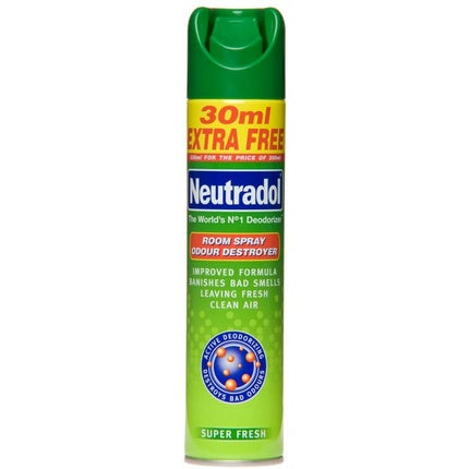 Neutradol Odour Destroyer Air Freshener Super Fresh Aerosol Spray 330ml Neutradol