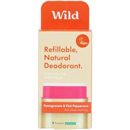 Wild Deodorant Natural Refillable Vegan Eco-Friendly Gold Case Aluminium Free Long Lasting Protection 100% Natural Ingredients Starter Kit 40g Pomegranate & Pink Peppercorn Maison des fragrances