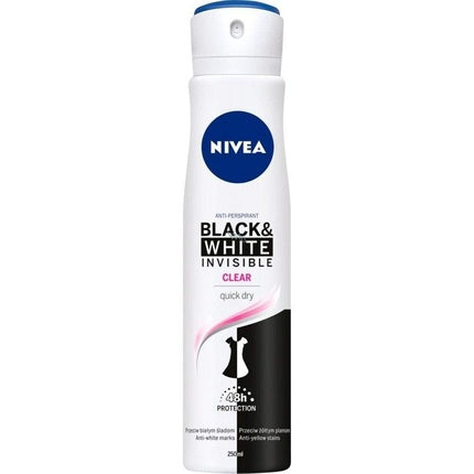 Nivea Invisible Black & White Clear Antiperspirant Deodorant Women Spray 150ml Nivea