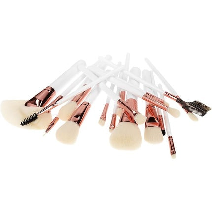 TOOLS FOR BEAUTY Makeup Brushes Rose Golden White Ecru Set 18 Pieces
