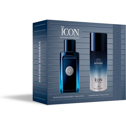 Banderas Perfumes The Icon Gift Set for Men EDT 100ml + Deodorant 150ml Long Lasting Masculine Elegant With Personality Fragrance Amber Woody Notes Ideal for Special Events Banderas