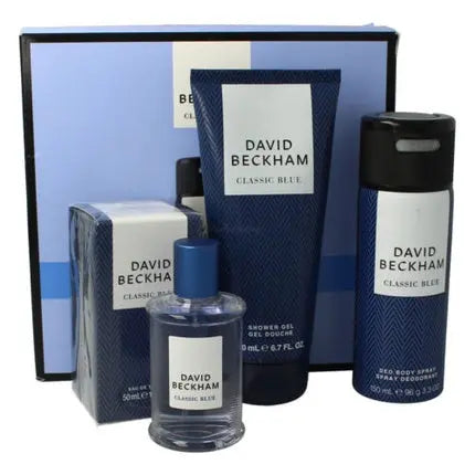 David Beckham Classic Blue EDT 50ml with Deo Spray 150ml and Shower Gel 200ml David Beckham