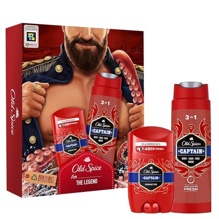 Old Spice Captain Gift Set for Men with Aluminum-Free Deodorant Stick and 3-in-1 Shower Gel and Shampoo Old Spice