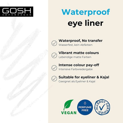 GOSH Matte Eyeliner in Intense White Creamy Soft Texture for Easy Application High Coverage Ideal for Smokey Eyes Perfect with Mascara Vegan & Perfume-Free 001 Dover White