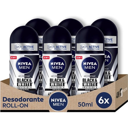 NIVEA Deodorant The Invisible Roll-on for Black & White Men Original 50ml Nivea