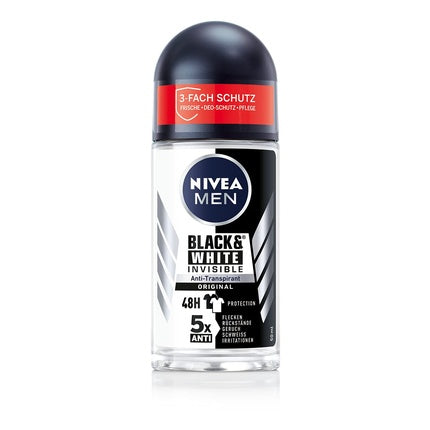 Nivea Men Black+White Deodorant Roll-On 50ml New Formula Nivea