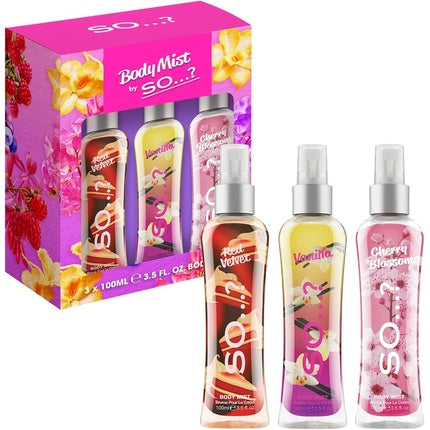 So...? Luscious Trio Womens Body Mist Gift Set with Red Velvet, Vanilla, & Cherry Blossom Fragrance Spray 3x100ml - Pack of 3 So…