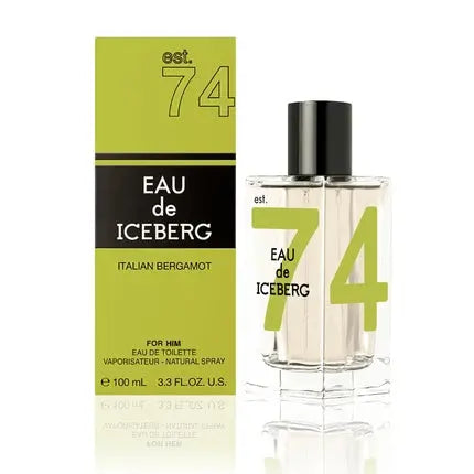 EAU de ICEBERG Italian Bergamot Eau de Toilette 100ml Citrus Scent for Men Square Glass Bottle Design Cool and Sporty Men Iceberg