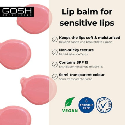 GOSH Tinted Lip Balm with SPF 15 Vegan Lip Care Stick in Nude 001 Moisturizing Lip Balm