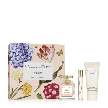 Oscar de la Renta Alibi Eau de Parfum 3 Piece Gift Set for Women - Perfume Spray 3.4 Fl. Oz, Purse Spray, Travel Spray 0.5 Fl. Oz, and Body Lotion 3.4 Fl. Oz. Maison des fragrances