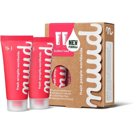 Nuud Smarter Pack Red New Formula Natural Vegan Cream Deodorant Against Sweat Odour 2x 20ml Nuud