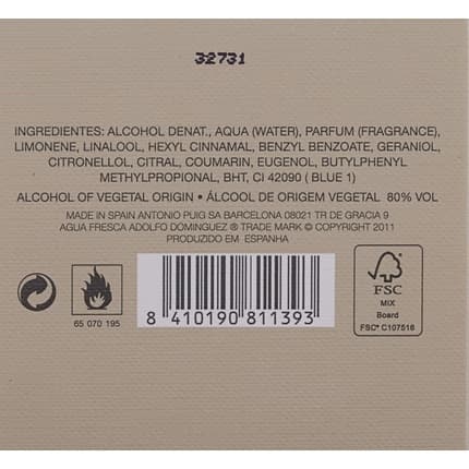 Adolfo Dominguez Agua Fresca Hombre Vapo Eau de Toilette (EDT) Mixte 60ml