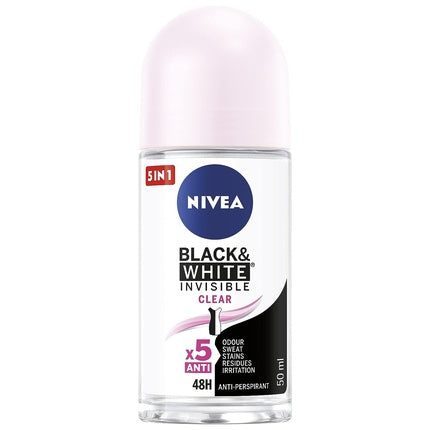 NIVEA Black&White Invisible Clear Roll-On Antiperspirant 50ml Nivea