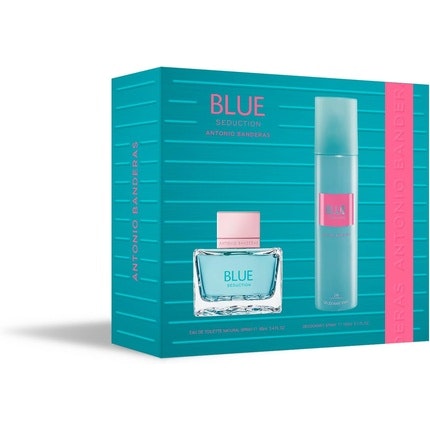 Banderas Parfum  Blue Seduction Woman Coffret Eau de toilette  80ml Deodorant 150ml Long Lasting Fresh Casual Feminine Fragrance Floral Aquatic Notes Ideal for Day Wear Banderas