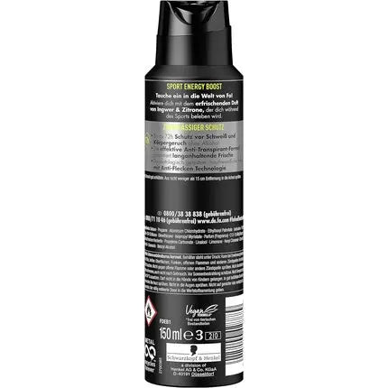 Fa Men Sport Energy Boost Anti-Perspirant Deodorant Spray with Refreshing Scent 150ml FA