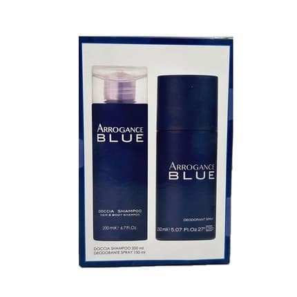 Arrogance Blue Gift Set - Shower Shampoo and Deodorant Fragrance (Fragrance) Homme 200ml