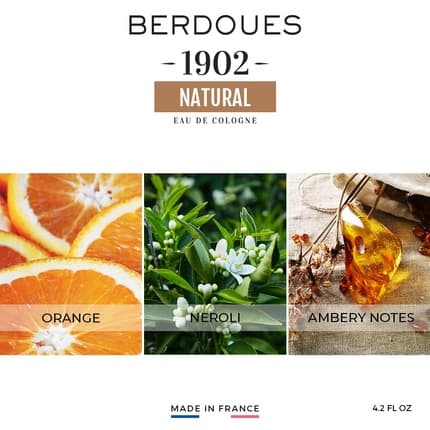Berdoues 1902 Natural Amber Citrus Scent Made in France 8.3 fl.oz. Eau de Cologne (EDC) Mixte 245ml
