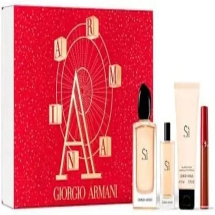 Giorgio Armani Si Coffret Eau de Parfum 100ml and 15ml Avec Body Lotion 75ml and Lip Maestro 6.5ml #209 Emporio Armani