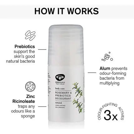 Green People Rosemary and Prebiotics Deodorant 75ml - Natural Organic Deodorant - Gentle Deodorant with Rosemary and Lavender Scent for Women - Paraben and Ethanol Free - Cruelty-Free and Vegan Green People