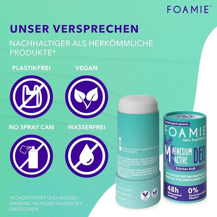 Foamie Solid Deodorant Women Rain in the Woods Deo Stick Fresh Scent 48h Effective Deodorant without Aluminum Vegan & Plastic-Free 40g Foamie