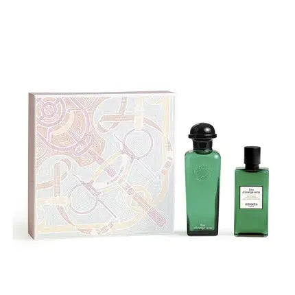 Hermes Perfume Set Unisex Green Orange Water Case Hermès