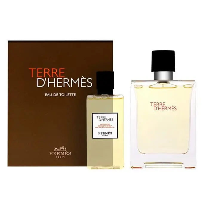 Hermes Terre D'hermes 2-Piece Coffret Pour Homme 3.4oz, 1oz équivaut à 30ml Eau De Toilette Spray + 2.7oz, 1oz équivaut à 30ml Hair & Body Shower Gel Hermès