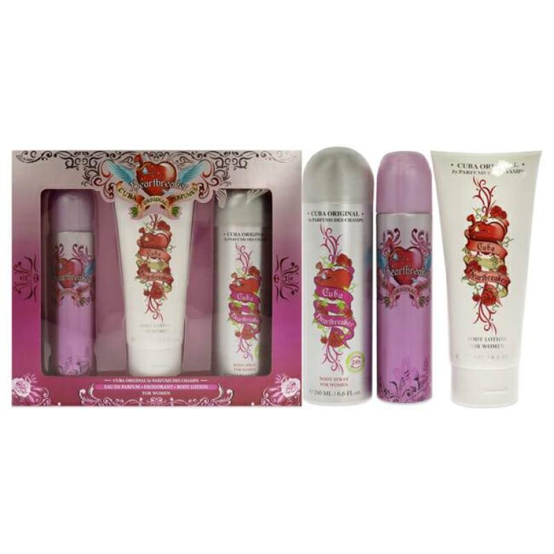 Cuba Cuba Heartbreaker Femme 3 Piece Gift Set 3.3oz Eau de parfum  Spray 6.7oz Body Spray 4.3oz Body Lotion 422.90ml