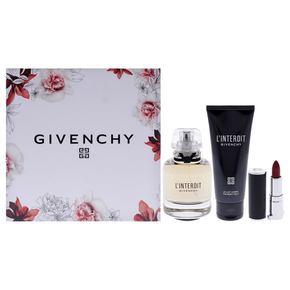 Givenchy L'Interdit - Eau de Parfum 80ml, Body Lotion 75ml, Mini Lipstick 333