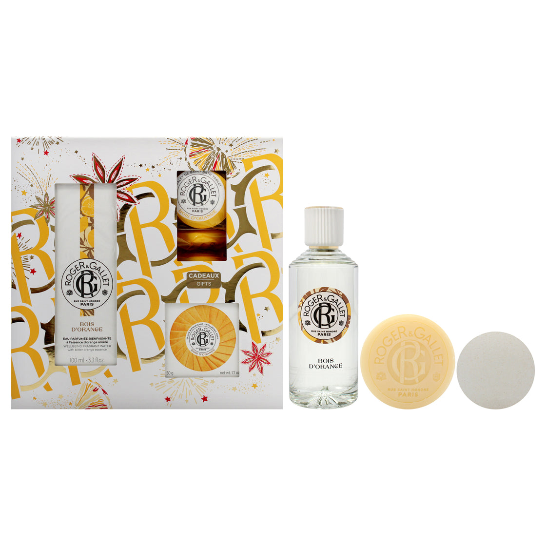 Roger & Gallet Bois d'Orange Gift Set Orange Wood 3.3 fl oz Spray 1.7 oz Soap Bath Tablets