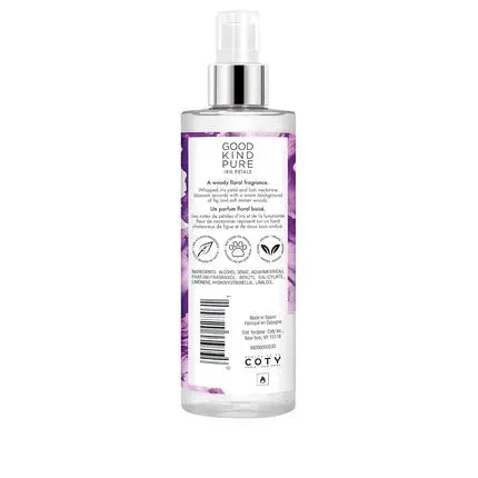 Iris Petals Body Mist Spray Woody Floral Fragrance Nectarine Blossom Soft Amber Woods Clean Vegan Long-Lasting Formula 8.4 Fl Oz Good Kind Pure