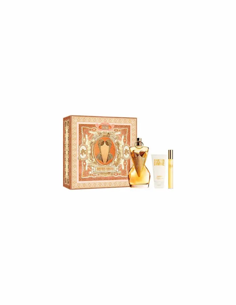 Jean Paul Gaultier Divine pour femme  3 Pc Coffret 3.4oz, 1oz équivaut à 30ml Eau de parfum  Spray 0.3oz, 1oz équivaut à 30ml Eau de parfum  Spray Mini 2.5oz, 1oz équivaut à 30ml Body Lotion Jean-Paul Gaultier