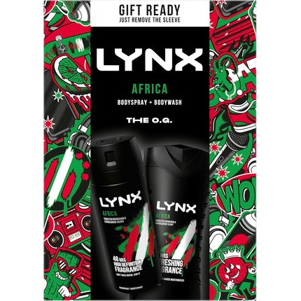 LYNX Africa The O.G. Duo Deodorant Gift Set Body Wash & Body Spray 2 Piece Axe/Lynx