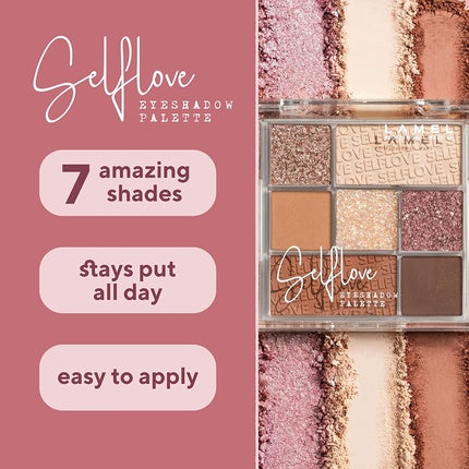 Lamel SELFLOVE Eyeshadow Palette Matte Shiny and Pearlescent Shades Pink N. 401