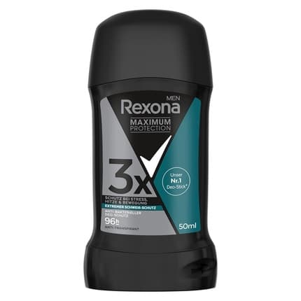 Rexona Maximum Protection Deodorant Stick Antibacterial Deodorant Protection Antiperspirant with 96 Hours Sweat and Body Odor Protection Déodorant (Déo) Homme 50ml