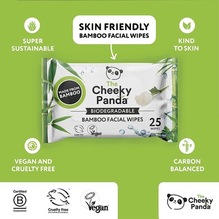 The Cheeky Panda Bamboo Makeup Remover Wipes with Rose Scent 25 Face Cleansing Wipes