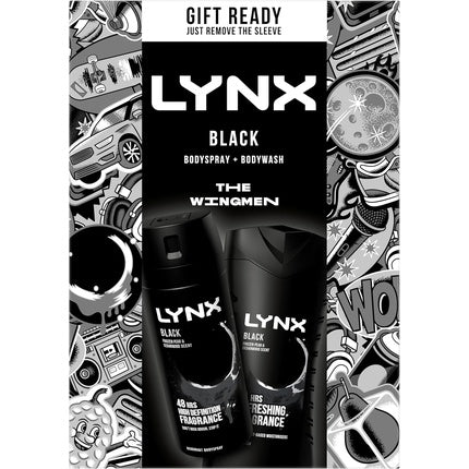 LYNX Black The Wingmen Duo Deodorant Gift Set Body Wash & Body Spray 2 Piece Axe/Lynx