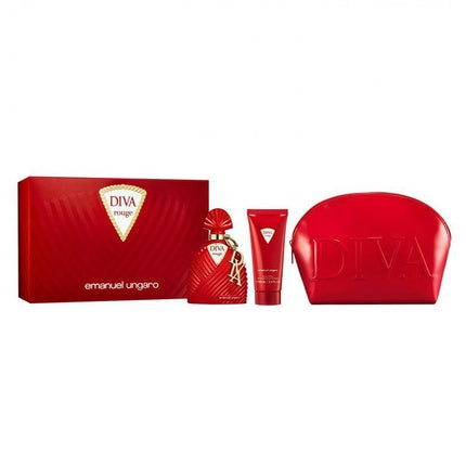 Ungaro Diva Rouge EPV Perfume 100ml with Body Lotion 100ml and Travel Pouch Maison des fragrances