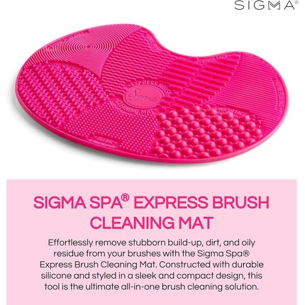 Sigma Beauty Makeup Brush Cleaner Mat - Sigma Spa Express Silicone Makeup Brush Cleaning Mat with Suction Cups for Cleaning Makeup Brushes, Compact Design Fit for Any Travel Makeup Kit Pink