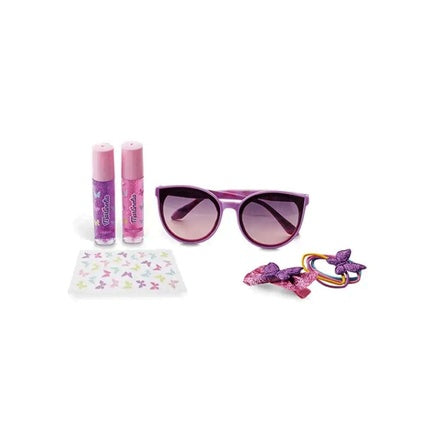 AQUARIUS Girls Gift Set MARTINELIA SHIMMER WINGS STREET ESSENTIALS Kids Sunglasses Pink Colorful Hair Ties and Lip Gloss