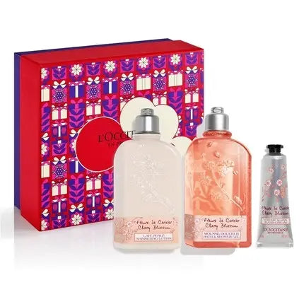 L'Occitane Cherry Blossom Shower Gel, Hand Cream, and Body Lotion Set - Femme's Christmas Gift Set L'Occitane