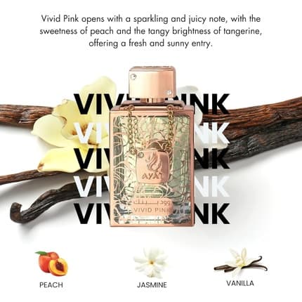 Ayat Perfumes VIVID PINK Diamond Series Luxury ’s - Fruity Peach, Tangerine, Floral Jasmine, Red Lily, Vanilla & Sweet Spices Eau de Parfum (EDP) Femme 100ml