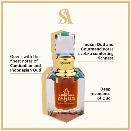 Swiss Arabian Dehn El Oud Mubarak Concentrated Perfume Oil Unisex Fragrance Eau de Parfum (EDP) Mixte 6ml