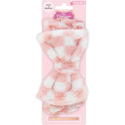 Cecily Pink & White Extra Soft Vintage Cosmetics Makeup Headband